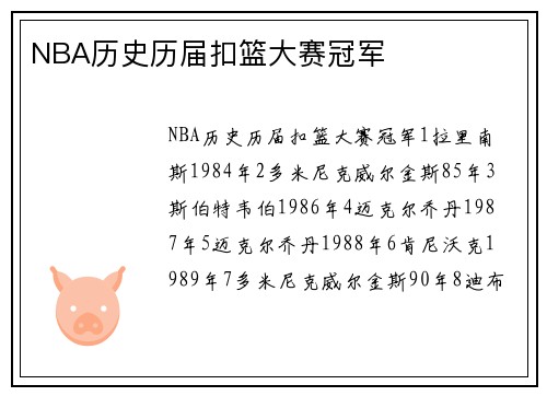 NBA历史历届扣篮大赛冠军